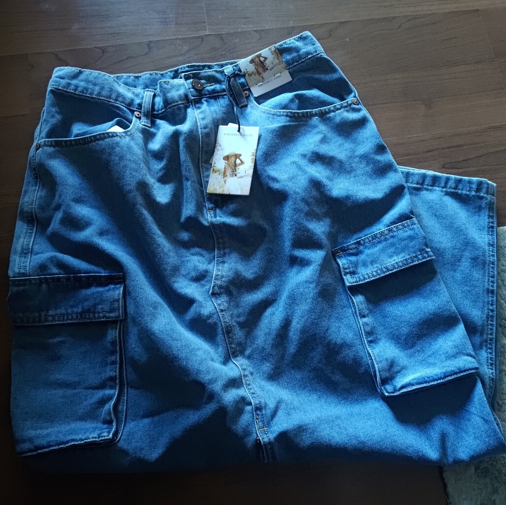 90s Long Denim Skirt with Pockets